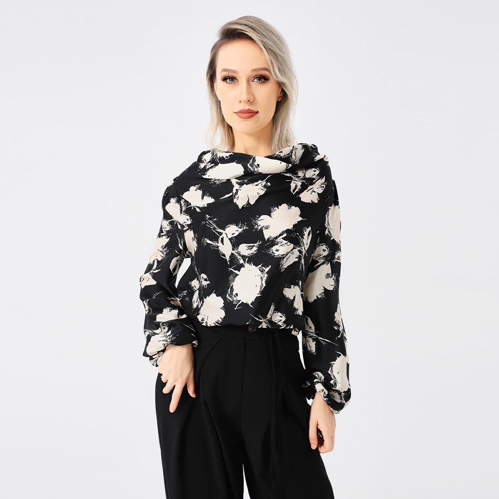 **Blouse élégante pour femmes avec imprimé et col tombant**