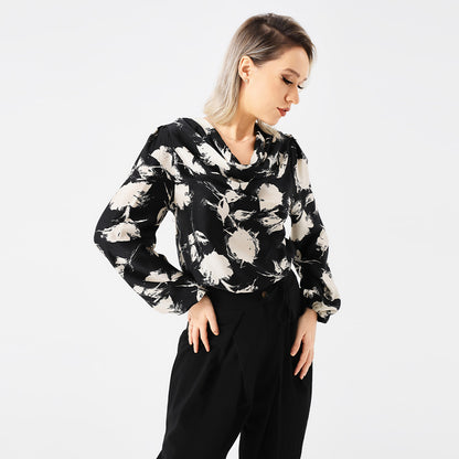 **Blouse élégante pour femmes avec imprimé et col tombant**