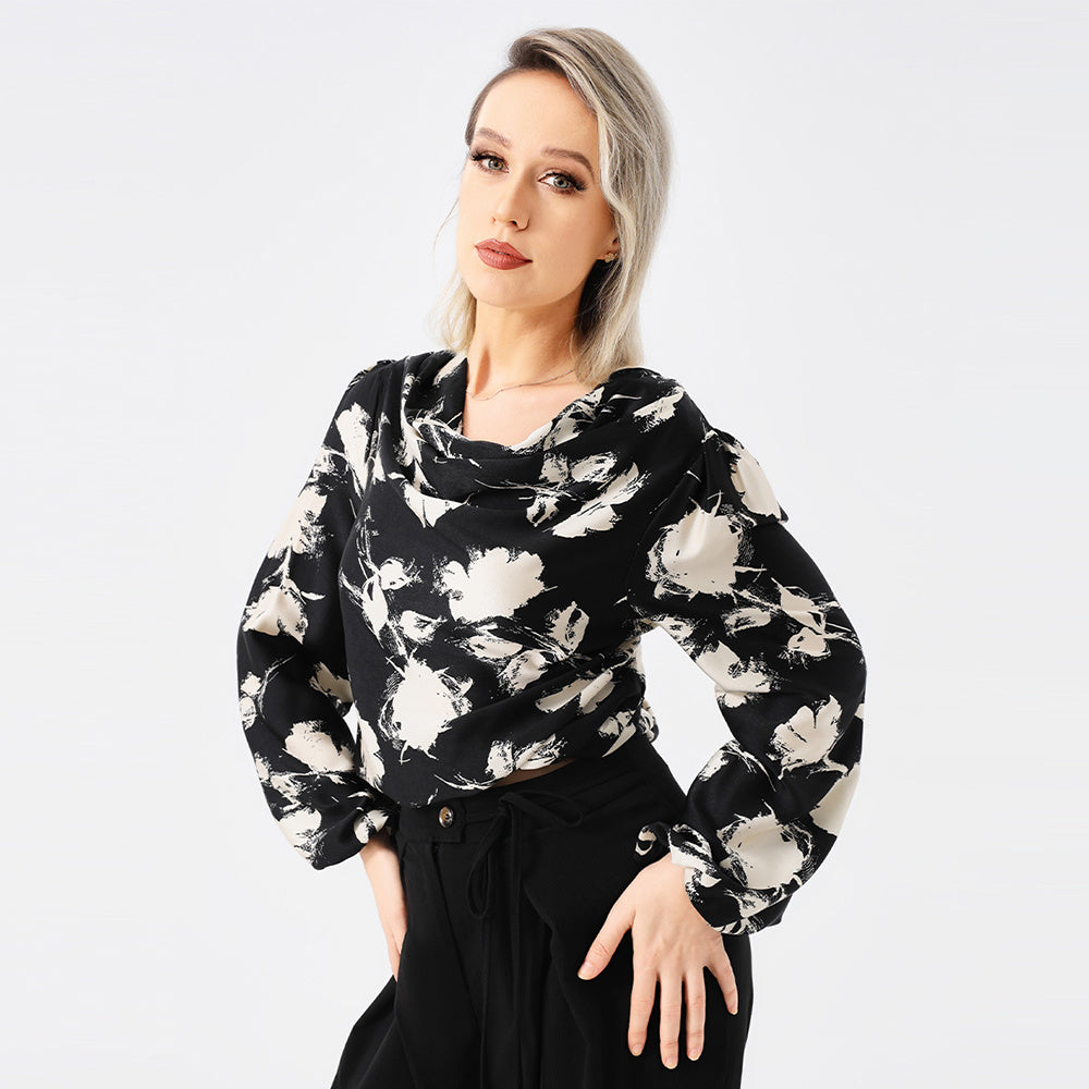 **Blouse élégante pour femmes avec imprimé et col tombant**