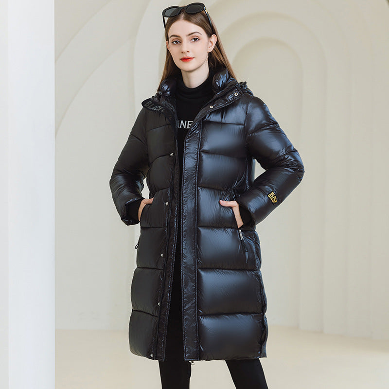 Winter Warmer Kapuzenmantel mit Taschen Mode Einfache Lange Baumwolljacke Einfarbige Oberbekleidung Damenbekleidung