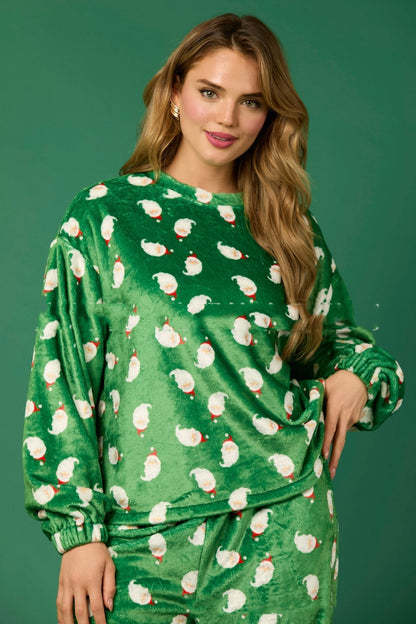 **Damen Flanell-Pyjama Set 2025: 2-teilig, Langarm, Santa Claus Design**