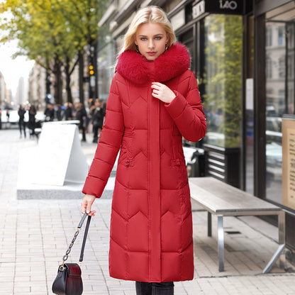 Manteau long d'hiver pour femme avec Fellkragen