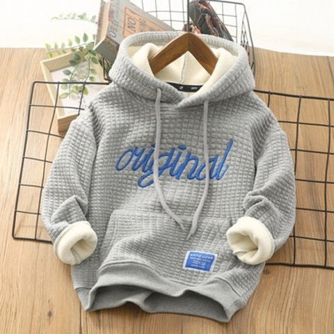 **Jungen Plus Fleece Hoodie mit Stickerei aus Ganzamt**