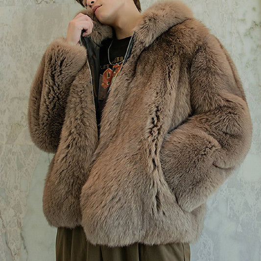 Men's Imitation Fox With Plush Fur Coat