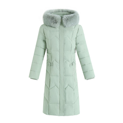 Manteau long d'hiver pour femme avec Fellkragen